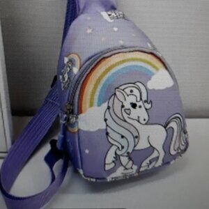 New Cute Kids Purple Unicorn Sling Bag Backpack Tote